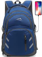 Backpack Bookbag for School College Student Laptop Travel Business with USB Charging Port Laptop Compartment Luggage Straps Anti theft Night Light Reflective (Blue)