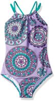 Kanu Surf Girls' Little Beach Sport Halter One Piece Swimsuit, Jasmine Purple, 6X