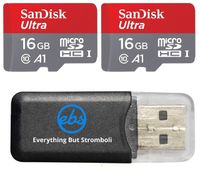 Sandisk Ultra micro SDHC Micro SD UHS-1 TF Memory Card 16GB 16G (Two Pack 16GB x2 =32GB) Class 10 Plus(1) Everything But Stromboli Memory Card Reader