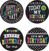Chalkboard Brights Happy Birthday Wear 'Em Badges