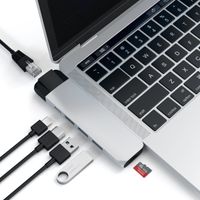 Satechi Aluminum Type-C Pro Hub Adapter with Ethernet - 4K HDMI, USB-C PD, Gigabit Ethernet, USB 3.0, Micro SD Card Slot - Compatible with 2016/2017/2018 MacBook Pro 13-Inch and 15-Inch (Silver)