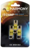 Harmony Audio HA-MIDI150 Car Stereo Fuseholder 3 Pack 150 Amp MIDI Fuses - Nickel Plated