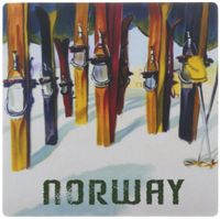 3dRose LLC 8 x 8 x 0.25 Inches Mouse Pad, Image of Skis with Word Norway (mp_163648_1)