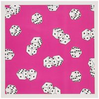 Pink and White Dice Print - Greeting Card, 6 x 6 inches, single (gc_35486_5)