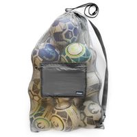 Extra Large Heavy Duty Soccer Ball Mesh Bag for Sports, Beach and Swimming Gears. Adjustable Shoulder Strap Made to Fit Adults and Kids. Secure Side Pocket for your Personal Item. 40x30 IN (Dark Gray)