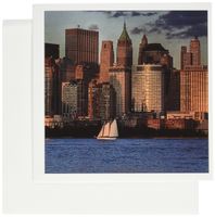 3dRose NYC Skyline, sailing boat on Hudson river, late afternoon. - Greeting Cards, 6 x 6 inches, set of 6 (gc_98358_1)