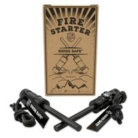 Swiss Safe 5-in-1 Fire Starter with Compass, Paracord and Whistle (2-Pack) for Emergency Survival Kits, Camping, Hiking, All-Weather Magnesium Ferro Rod