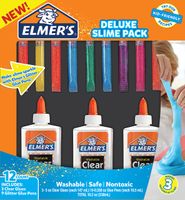 Elmer's Glue Deluxe Slime Starter Kit, Clear School Glue & Glitter Glue Pens, 12 Count