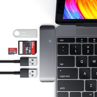 Satechi Aluminum Type-C USB 3.0 3-in-1 Combo Hub Adapter - 3 USB 3.0 Ports and Micro/SD Card Reader - Compatible with 2018 MacBook Air, 2018 iPad Air, 2015/2016/2017 MacBook 12-Inch (Space Gray)