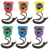 Champion Sports 910SET Stopwatch Timer Set: Waterproof, Handheld Digital Clock Sport Stopwatches with Large Display for Kids or Coach - Bright Colored 6 Pack