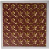 3dRose Gold Fleur de lis pattern on a maroon background Christian Saints symbol - Greeting Cards, 6 x 6 inches, set of 6 (gc_30759_1)
