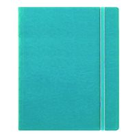 FILOFAX REFILLABLE NOTEBOOK CLASSIC, 10.8" x 8.5" Aqua - Elegant leather-look cover with moveable pages - Elastic closure, index, pocket and page marker (B115106U)