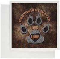 3dRose Portuguese Water Dog Love Dog Breed in Gray and Brown - Greeting Cards, 6 x 6 inches, set of 6 (gc_22097_1)