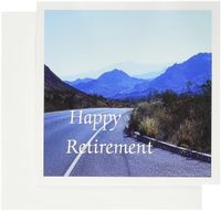 3dRose print of picture of mountain roads with happy retirement - Greeting Cards, 6 x 6 inches, set of 12 (gc_182469_2)