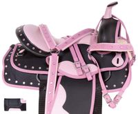 Acerugs Beautiful Western Pleasure Trail Barrel Racer Show Horse Saddle Free TACK Set PAD Silver Crystals (Light Pink, 14)
