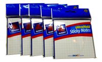 5pk Avery Ultra Hold Sticky Notes Office Grid Pattern Graph Memo Pad 4"x4" White
