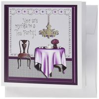 3dRose Tea Party Invitation Tea Party Room Pink - Greeting Cards, 6 x 6 inches, set of 6 (gc_23878_1)