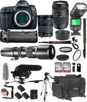 Canon EOS 5D Mark IV with 24-105mm f/3.5-5.6 is STM + Tamron 70-300mm f/4-5.6 Di LD + 500mm Telephoto + 128GB Memory + Pro Battery Bundle + Power Grip + TTL Speed Light + Pro Filters,(25pc Bundle)