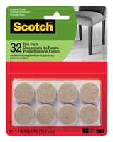 Scotch Brand SP802-NA Felt Pads Premium Quality, By 3M, for protecting floors, Round 1 in. Diameter, Beige, 32 Pack