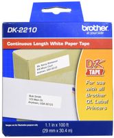 Brother Genuine DK-2210 Continuous Length Black on White Paper Tape for Brother QL Label Printers, 1.1" x 100' (29mm x 30.4M), 1 Roll per Box, DK2210