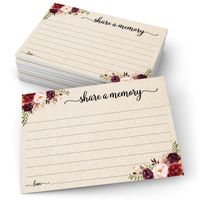 321Done Share a Memory Card (50 Cards) 4" x 6" Floral Red Roses - for Wedding Memorial Funeral Graduation Bridal Shower Celebration of Life Birthday Anniversary - Made in USA - Kraft Tan