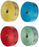 Raffle Tickets - (4 Rolls of 2000 Double Tickets) 8,000 Total 50/50 Raffle Tickets (Blue/Green/Red/Yellow)