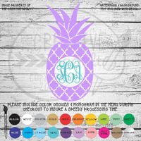 Quatrefoil Pineapple Monogram Vinyl Die Cut Decal Sticker for Car Laptop etc. MGM750