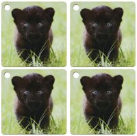 3dRose Black panther Cub - Key Chains, 2.25 x 4.5 inches, set of 4 (kc_4537_2)