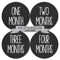 Months In Motion Gender Neutral Baby Month Stickers - Monthly Milestone Sticker for Boy or Girl - Infant Photo Prop for First Year - Shower Gift - Newborn Keepsakes - Unisex- Chalkboard