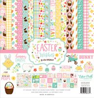 Echo Park Paper Company Easter Wishes Collection Kit Paper, Pink, Yellow, Teal, Green, Brown, Orange