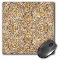 3dRose LLC 8 x 8 x 0.25 Inches Baby Blue and Brown Paisley Mouse Pad (mp_62119_1)