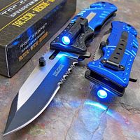 TAC Force Blue Police Assisted Open LED Tactical Rescue Pocket Knife (Original)
