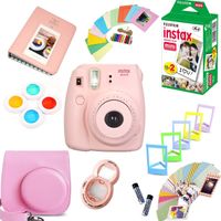 Fujifilm Instax Mini 8 Film Camera (Pink) + Instax Mini Film (20 Shots) + Protective Camera Case + Selfie Lens + Filters + Frames Photix Decorative Design Kit