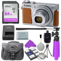 Canon PowerShot G9 X Mark II Digital Camera (Silver) with 64GB SD Memory Card + Accessory Bundle