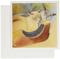 3dRose Cats two cats Tonkinese cats cuddling pastel painting pet portrait cats cat bed - Greeting Cards, 6 x 6 inches, set of 12 (gc_23299_2)