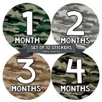 Baby Monthly Stickers - Monthly Milestone Stickers - Baby Month Stickers for Boy - Camo Hunting Camoflauge
