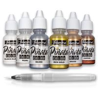 Jacquard Pinata Color - Alcohol Ink Metallic Colors Bundle - Silver - Copper - Pearl - Brass - Rich Gold - Blanco Blanco - Bundled with Moshify Blending Pen