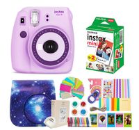 Fujifilm Instax Mini 9 Camera + Fujifilm Instax Mini Camera + Camera Instax Mini 9 Purple+ Instax Mini 9 Case + Instax Accessories Kit Bundle, Instant Camera Gift Sets - Light Purple