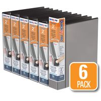 QuickFit PRO Heavy Duty Single Touch View Binder, 2 Inch, Locking D Ring, Black, 6 Pack (90031-06)