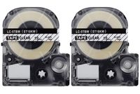 2-Pack Compatible LC-5TBN9（LK-5TBN9) Label Tape for Labelworks Label Tape Cartridge LW-400 LW-600P,18MM(0.7 inch) X26.2ft,Black on Clear