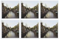 3dRose The sun setting over the unique buildings of Amsterdam - Greeting Cards, 6 x 6 inches, set of 6 (gc_38331_1)