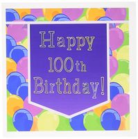 3dRose Greeting Cards, Purple Banner Happy 100th Birthday, 6 x 6 Inches, Balloons (gc_173071_2)