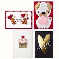 Signature Valentines Day Cards Assortment for Kids (4 Valentine Cards with Envelopes)