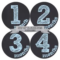 Months In Motion Monthly Baby Milestone Stickers for Boy - Shower Gift - Monthly Stickers for Boy - Monthly Milestone Sticker - Baby Month Stickers for Infant First Year - Belly Stickers - Photo Prop