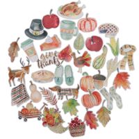 Navy Peony Cozy Thanksgiving Stickers (38 Pack) - Small, Cute, Waterproof and Durable | Aesthetic Autumn Decals for Water Bottles, Laptops, Scrapbook
