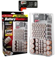 Bell and Howell Battery Master, the Original Wall-Mount Storage, Holder Fits 93-Batteries with Battery Tester for AAA AA 9V C and D Size Batteries As Seen On TV