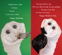 Quiplip Sock Em's Birthday Mother's Day (6) Greeting Cards