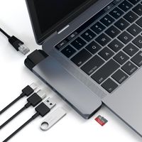 Satechi Aluminum Type-C Pro Hub Adapter with Ethernet - 4K HDMI, USB-C PD, Gigabit Ethernet, USB 3.0, Micro SD Card Slot - Compatible with 2016/2017/2018 MacBook Pro 13-Inch and 15-Inch (Space Gray)