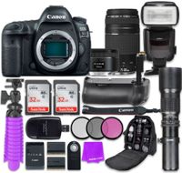 Canon EOS 5D Mark IV Digital SLR Camera with Canon EF 50mm f/1.8 STM Lens + Canon EF 75-300mm f/4-5.6 III Lens + Accessory Bundle