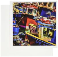 3dRose Fishing Boats Red Blue Yellow - Greeting Cards, 6 x 6 inches, set of 12 (gc_55926_2)